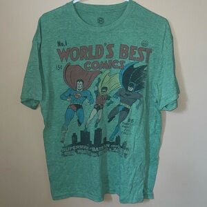 DC Comics VINTAGE Green “World's Best Comics” graphic tee shirt top size L